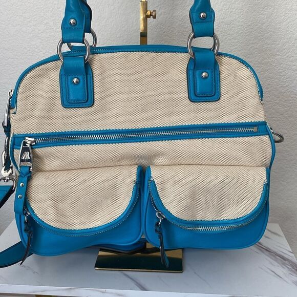 Aimee Kestenberg Canvas Lucy Satchel w/Front Pockets Handbag Bag - Picture 3 of 13